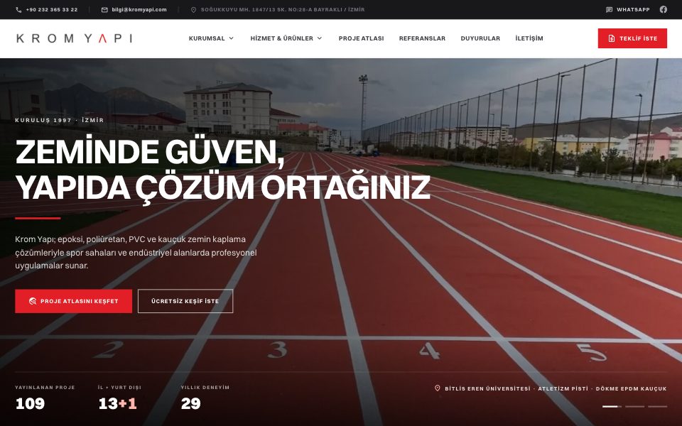 Proje Atlası ana sayfası, masaüstü görünümü