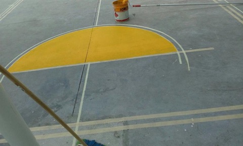 Necip Uysal Teknik Lisesi'nde Ekonomik Basketbol Saha Çizimi