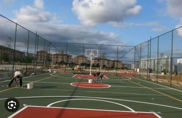 Yakınca Evleri Akrilik Basketbol Sahası, Voleybol Sahası, Basketbol Potaları ve Voleybol Direkleri Montajı Tamamlanarak Teslim Edildi